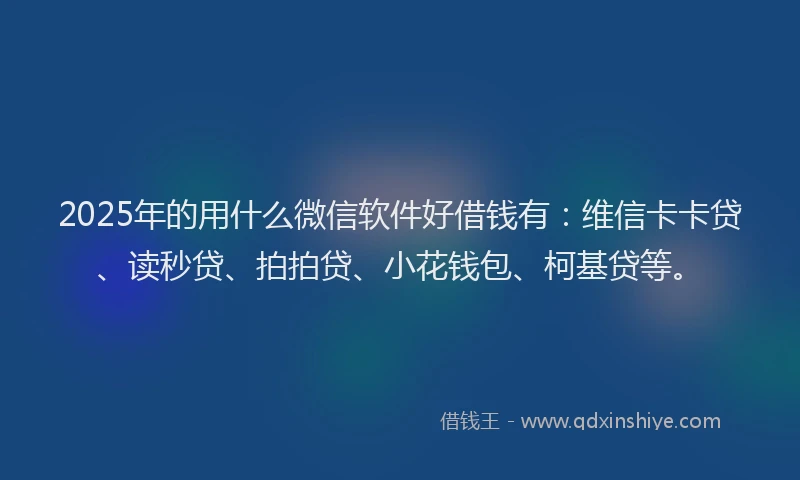 2025年的用什么微信软件好借钱有：维信卡卡贷、读秒贷、拍拍贷、小花钱包、柯基贷等。
