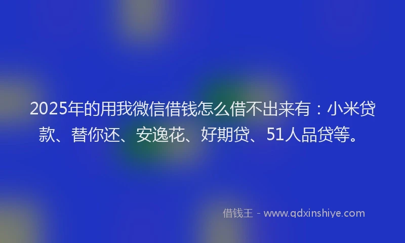 2025年的用我微信借钱怎么借不出来有：小米贷款、替你还、安逸花、好期贷、51人品贷等。