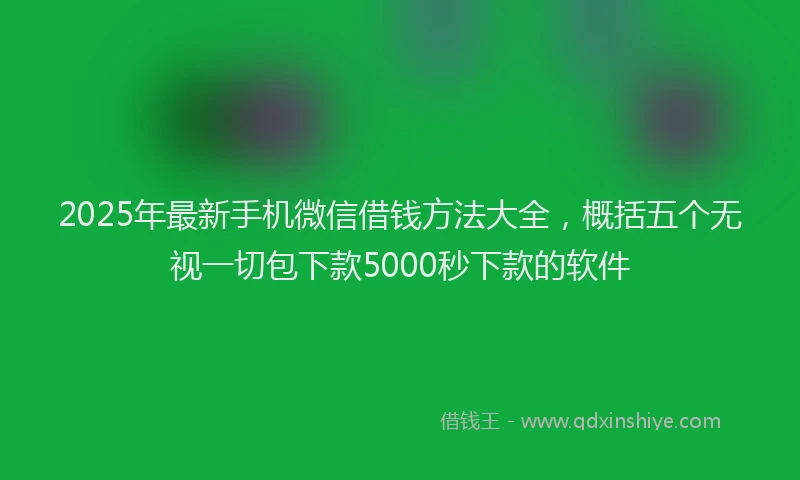 2025年最新手机微信借钱方法大全，概括五个无视一切包下款5000秒下款的软件