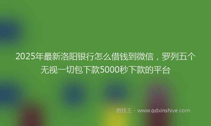 2025年最新洛阳银行怎么借钱到微信，罗列五个无视一切包下款5000秒下款的平台