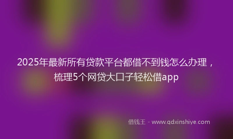 2025年最新所有贷款平台都借不到钱怎么办理，梳理5个网贷大口子轻松借app