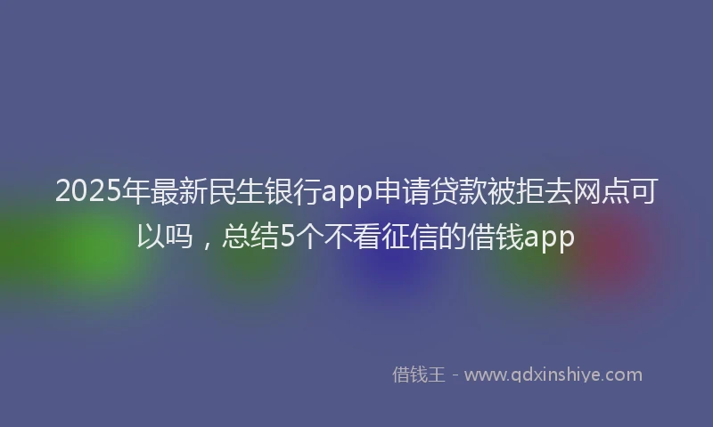 2025年最新民生银行app申请贷款被拒去网点可以吗，总结5个不看征信的借钱app