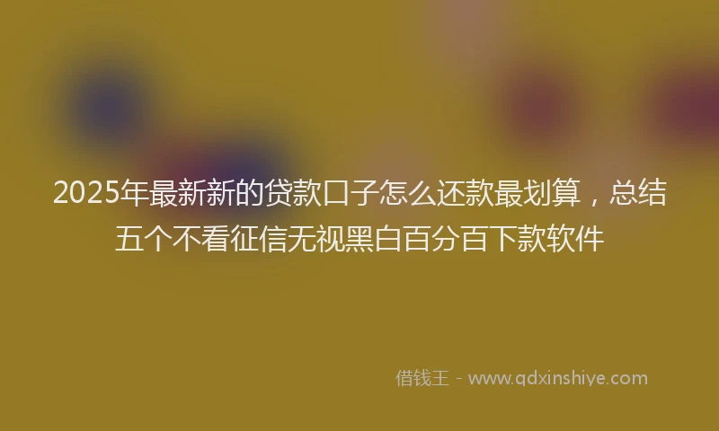 2025年最新新的贷款口子怎么还款最划算，总结五个不看征信无视黑白百分百下款软件