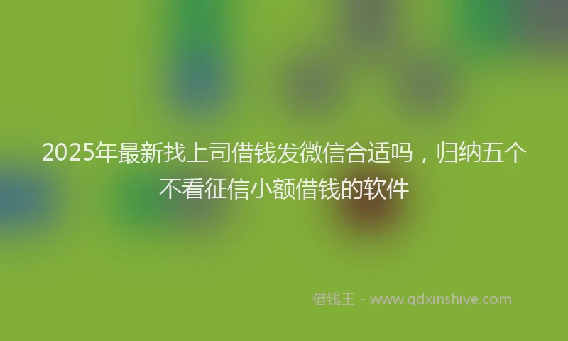 2025年最新找上司借钱发微信合适吗，归纳五个不看征信小额借钱的软件