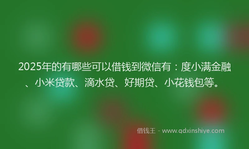 2025年的有哪些可以借钱到微信有：度小满金融、小米贷款、滴水贷、好期贷、小花钱包等。
