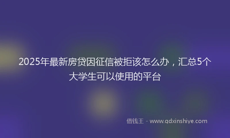 2025年最新房贷因征信被拒该怎么办，汇总5个大学生可以使用的平台