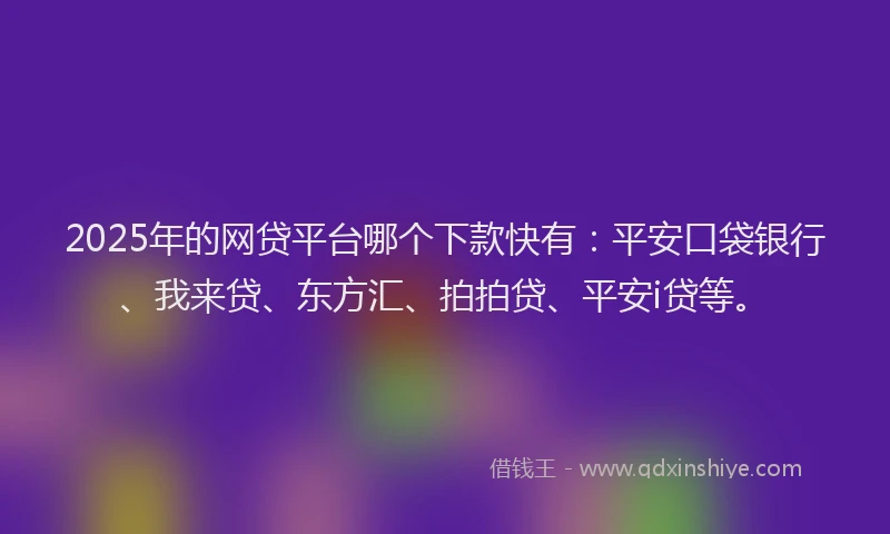 2025年的网贷平台哪个下款快有：平安口袋银行、我来贷、东方汇、拍拍贷、平安i贷等。