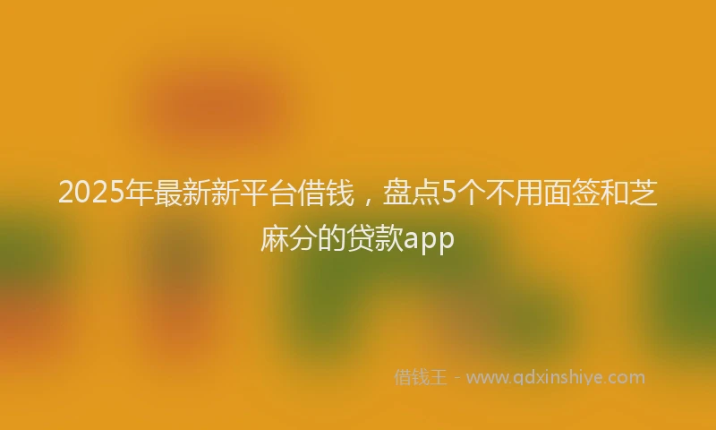 2025年最新新平台借钱，盘点5个不用面签和芝麻分的贷款app