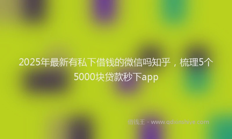 2025年最新有私下借钱的微信吗知乎，梳理5个5000块贷款秒下app