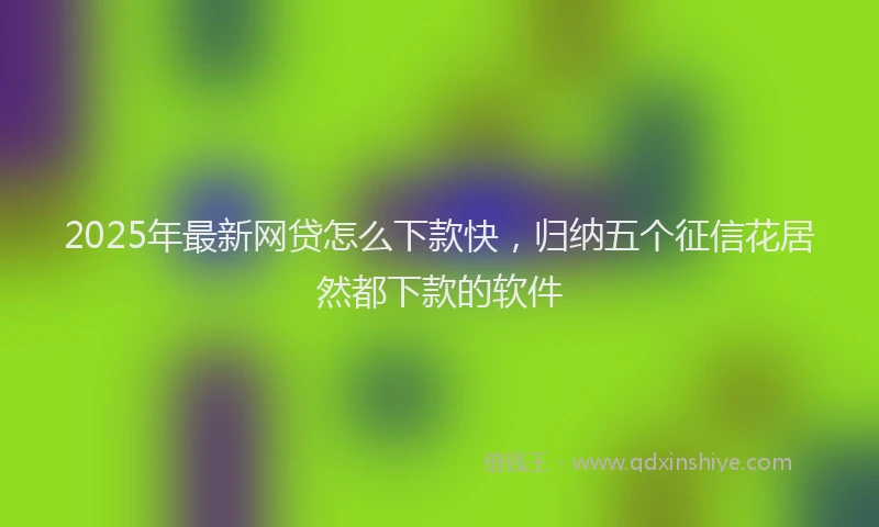 2025年最新网贷怎么下款快，归纳五个征信花居然都下款的软件