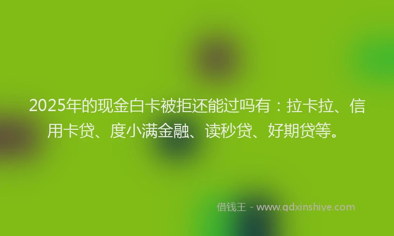 2025年的现金白卡被拒还能过吗有：拉卡拉、信用卡贷、度小满金融、读秒贷、好期贷等。