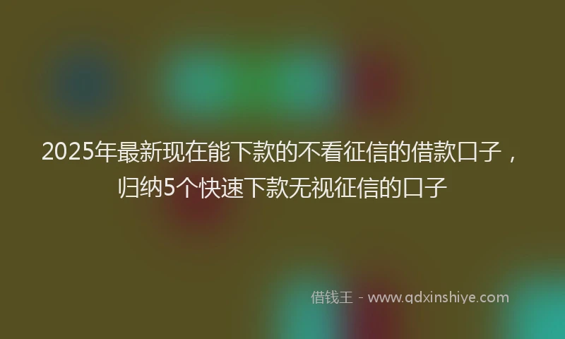 2025年最新现在能下款的不看征信的借款口子，归纳5个快速下款无视征信的口子