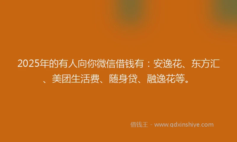 2025年的有人向你微信借钱有：安逸花、东方汇、美团生活费、随身贷、融逸花等。