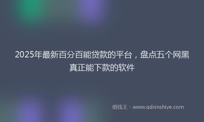 2025年最新百分百能贷款的平台，盘点五个网黑真正能下款的软件