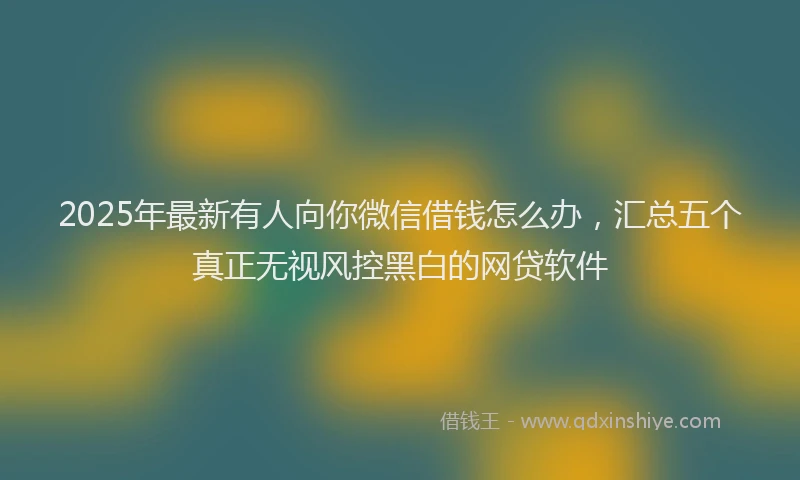 2025年最新有人向你微信借钱怎么办，汇总五个真正无视风控黑白的网贷软件