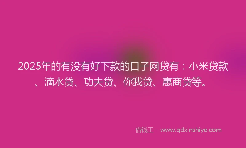 2025年的有没有好下款的口子网贷有：小米贷款、滴水贷、功夫贷、你我贷、惠商贷等。
