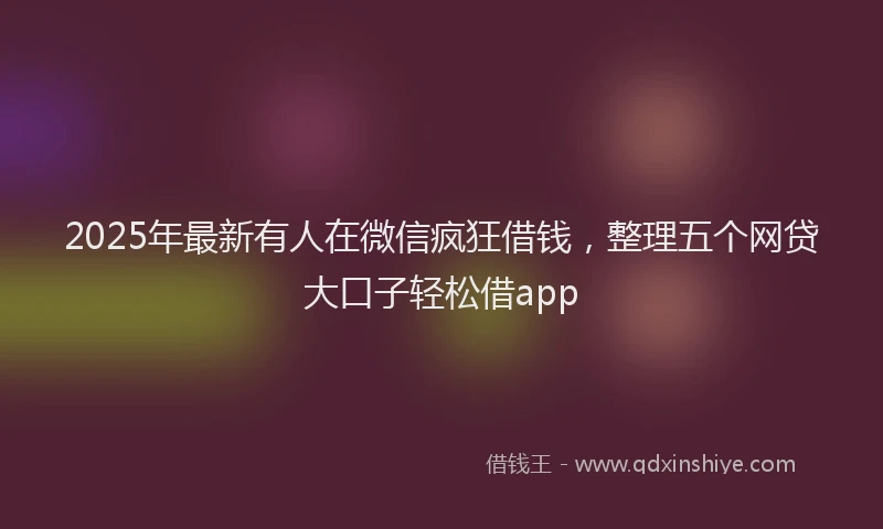 2025年最新有人在微信疯狂借钱，整理五个网贷大口子轻松借app