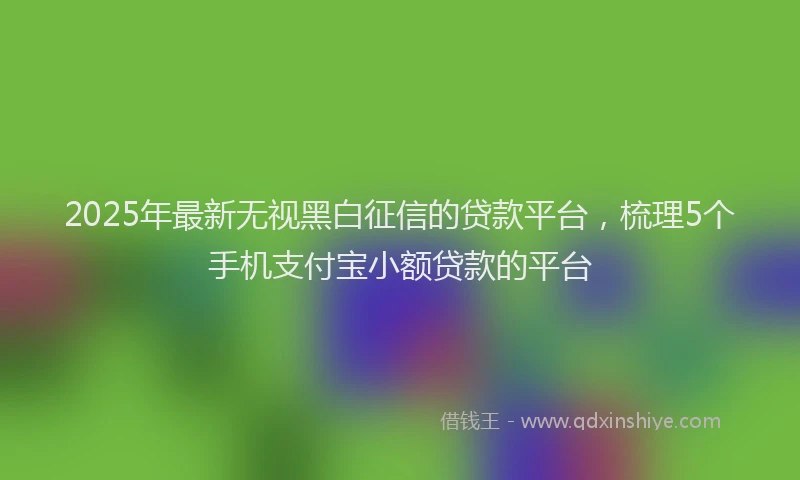 2025年最新无视黑白征信的贷款平台，梳理5个手机支付宝小额贷款的平台