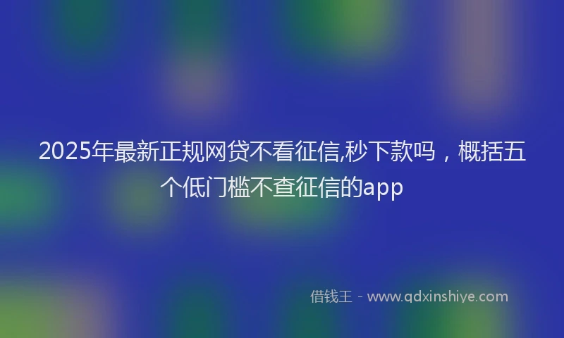 2025年最新正规网贷不看征信,秒下款吗，概括五个低门槛不查征信的app