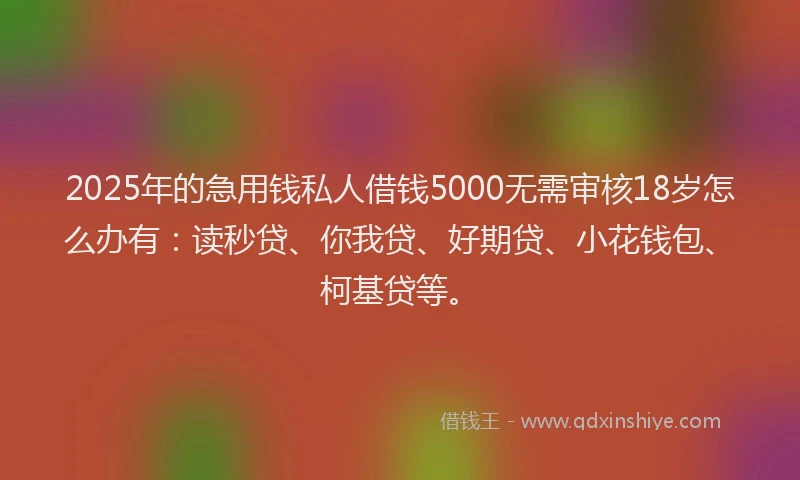 2025年的急用钱私人借钱5000无需审核18岁怎么办有：读秒贷、你我贷、好期贷、小花钱包、柯基贷等。