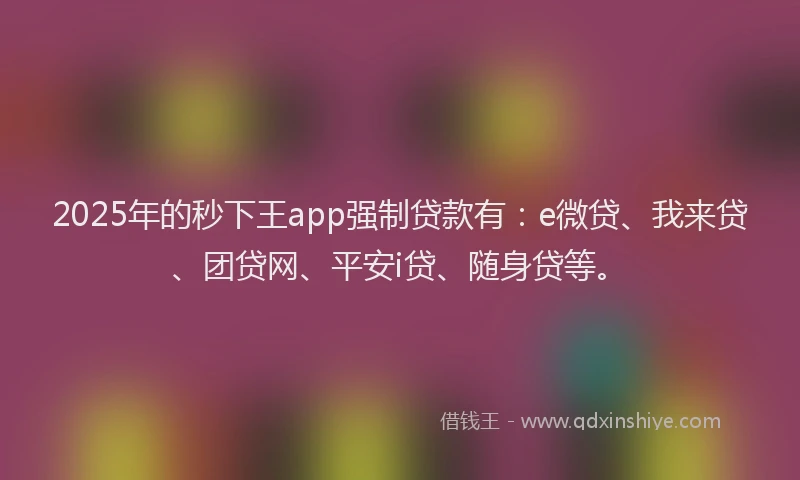 2025年的秒下王app强制贷款有：e微贷、我来贷、团贷网、平安i贷、随身贷等。