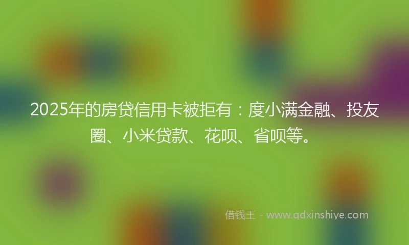 2025年的房贷信用卡被拒有：度小满金融、投友圈、小米贷款、花呗、省呗等。