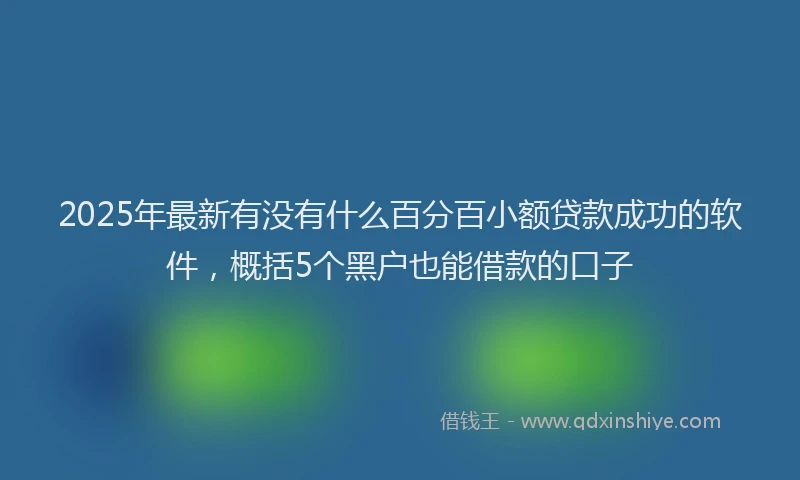 2025年最新有没有什么百分百小额贷款成功的软件，概括5个黑户也能借款的口子