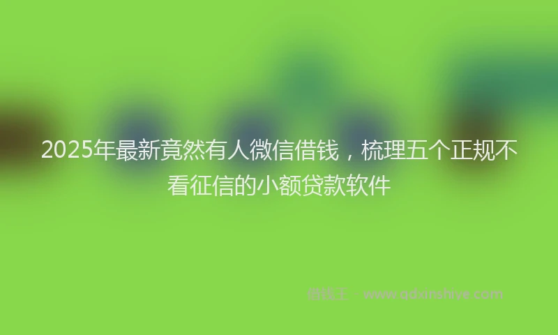 2025年最新竟然有人微信借钱，梳理五个正规不看征信的小额贷款软件