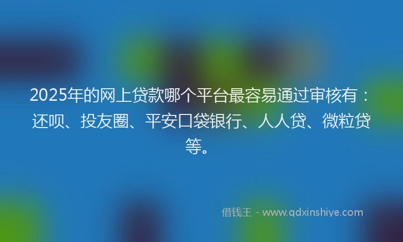2025年的网上贷款哪个平台最容易通过审核有：还呗、投友圈、平安口袋银行、人人贷、微粒贷等。
