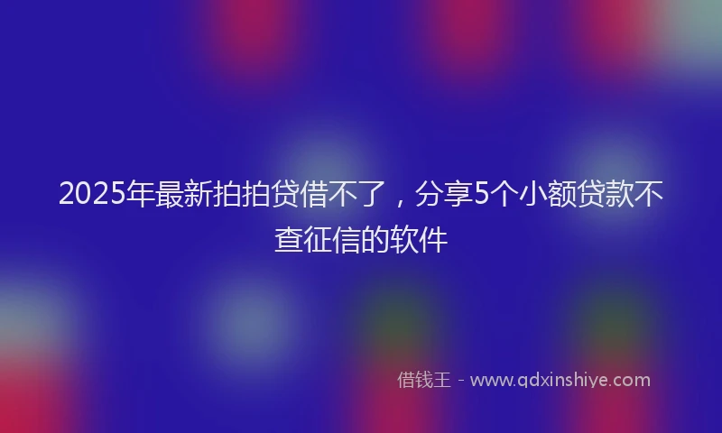 2025年最新拍拍贷借不了，分享5个小额贷款不查征信的软件