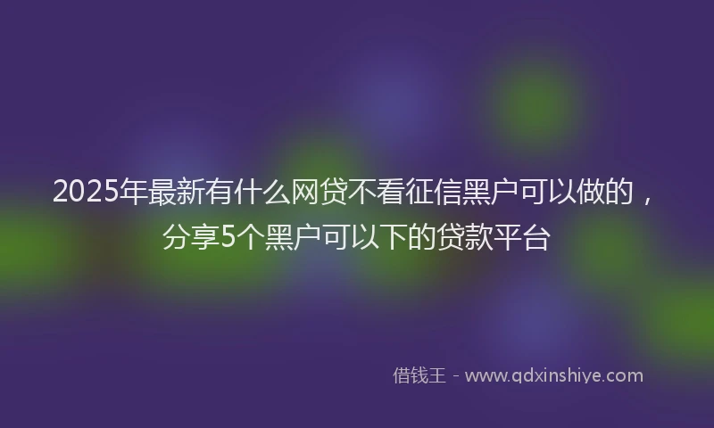 2025年最新有什么网贷不看征信黑户可以做的，分享5个黑户可以下的贷款平台