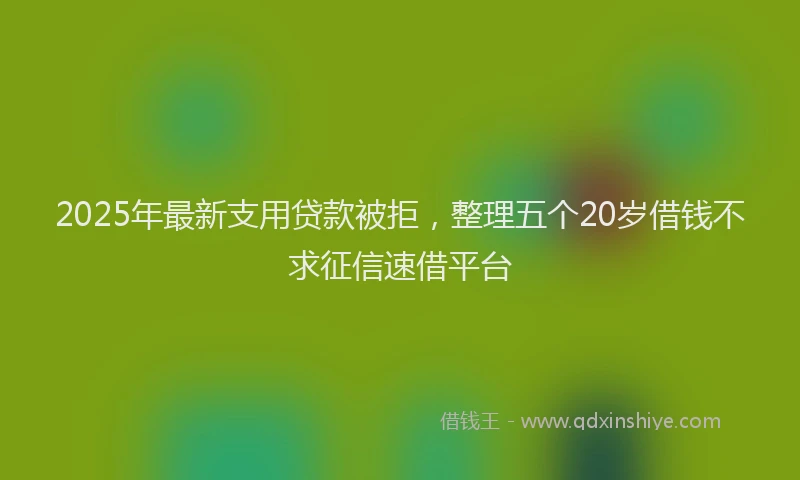 2025年最新支用贷款被拒，整理五个20岁借钱不求征信速借平台