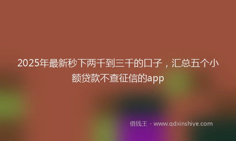 2025年最新秒下两千到三千的口子，汇总五个小额贷款不查征信的app
