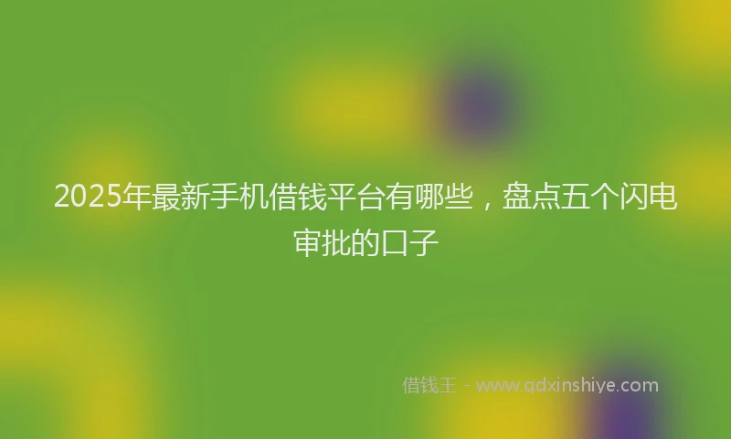 2025年最新手机借钱平台有哪些，盘点五个闪电审批的口子