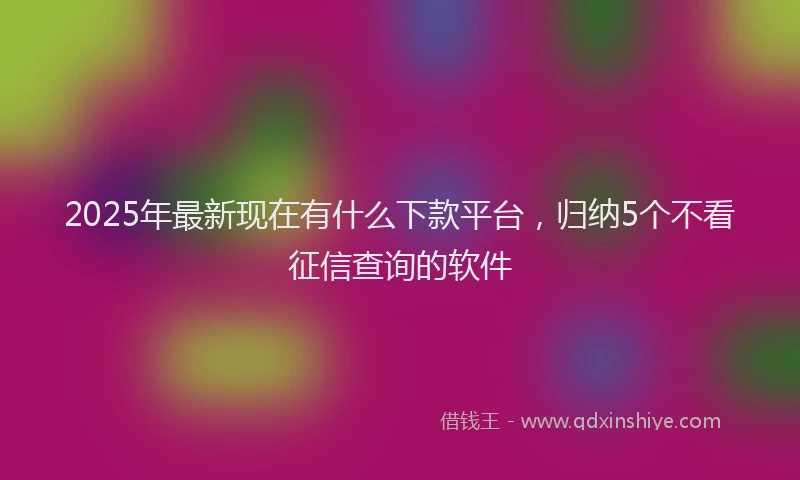 2025年最新现在有什么下款平台，归纳5个不看征信查询的软件