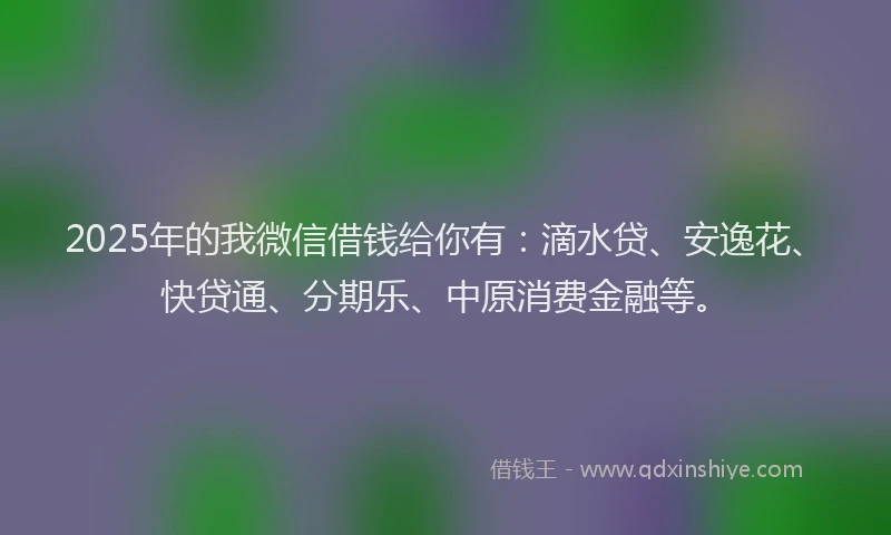 2025年的我微信借钱给你有：滴水贷、安逸花、快贷通、分期乐、中原消费金融等。