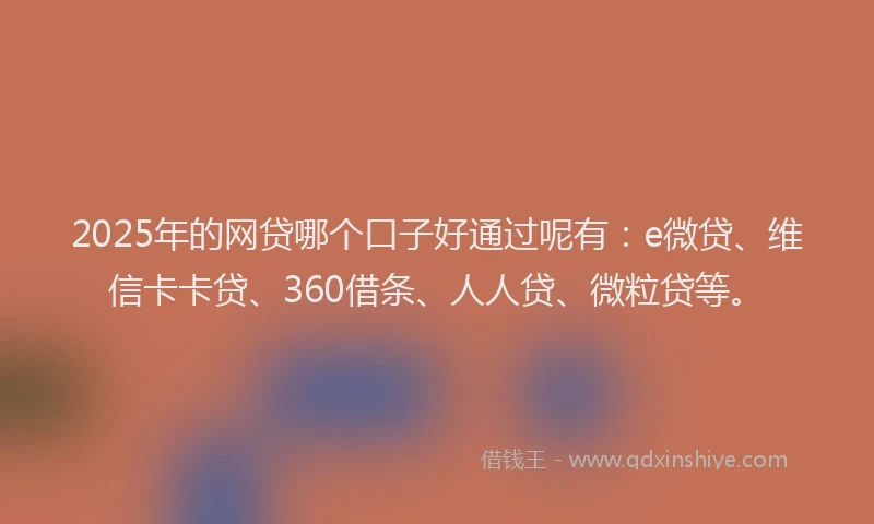 2025年的网贷哪个口子好通过呢有：e微贷、维信卡卡贷、360借条、人人贷、微粒贷等。