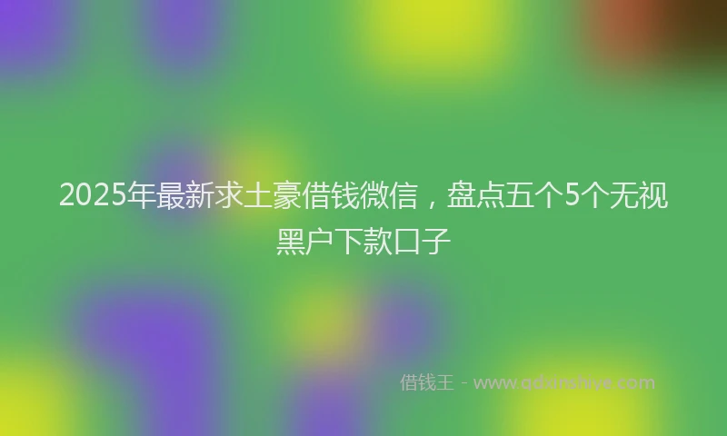 2025年最新求土豪借钱微信，盘点五个5个无视黑户下款口子