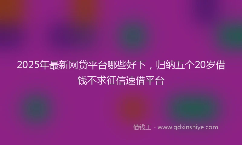 2025年最新网贷平台哪些好下，归纳五个20岁借钱不求征信速借平台
