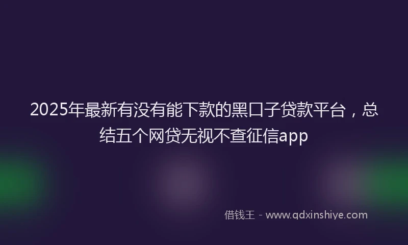 2025年最新有没有能下款的黑口子贷款平台，总结五个网贷无视不查征信app