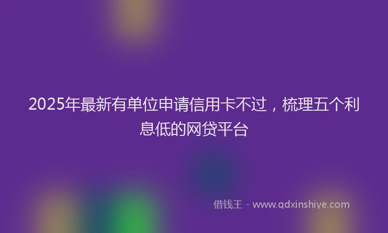 2025年最新有单位申请信用卡不过，梳理五个利息低的网贷平台