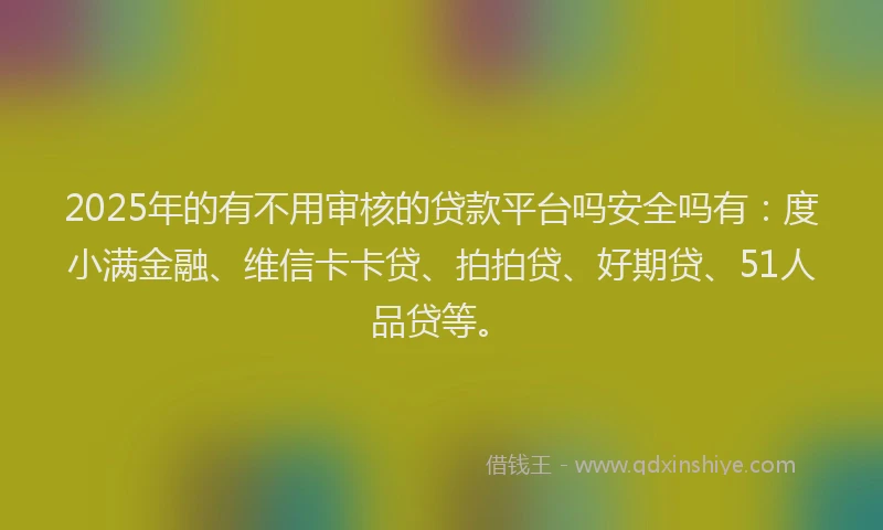 2025年的有不用审核的贷款平台吗安全吗有:度小满金融、维信卡卡贷、拍拍贷、好期贷、51人品贷等。