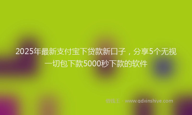 2025年最新支付宝下贷款新口子，分享5个无视一切包下款5000秒下款的软件