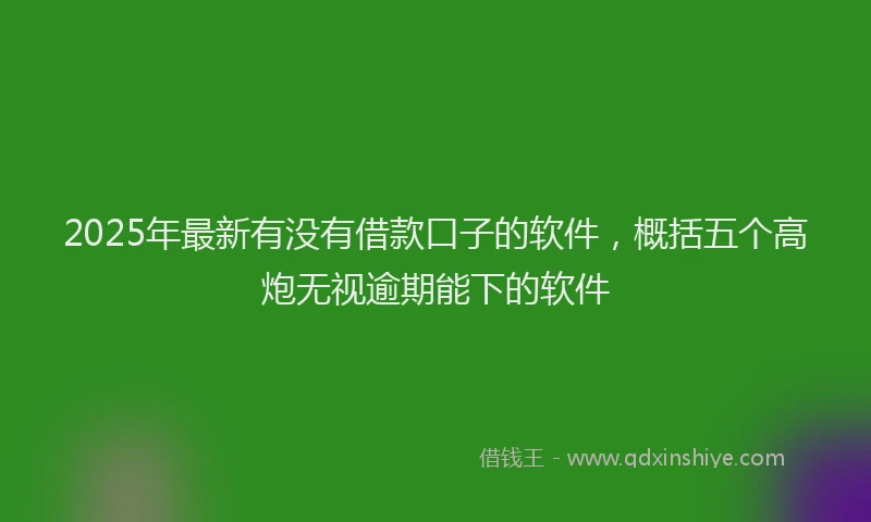 2025年最新有没有借款口子的软件，概括五个高炮无视逾期能下的软件