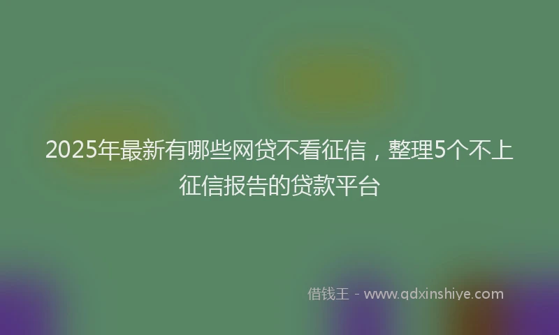 2025年最新有哪些网贷不看征信，整理5个不上征信报告的贷款平台