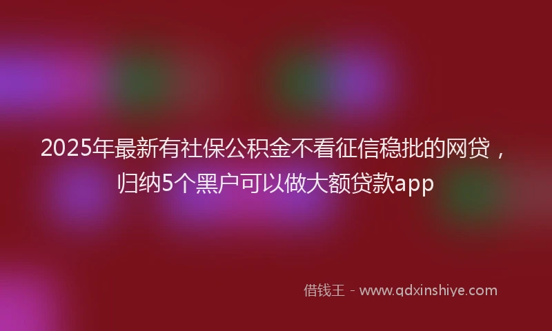 2025年最新有社保公积金不看征信稳批的网贷，归纳5个黑户可以做大额贷款app