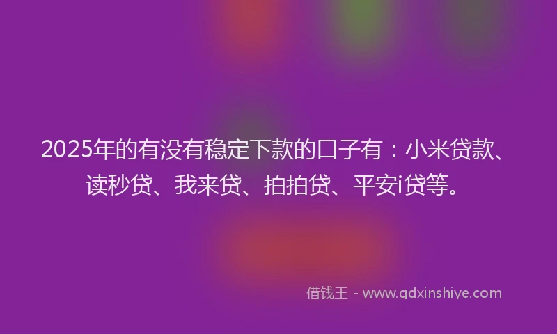 2025年的有没有稳定下款的口子有：小米贷款、读秒贷、我来贷、拍拍贷、平安i贷等。
