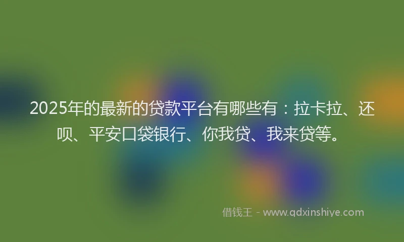 2025年的最新的贷款平台有哪些有：拉卡拉、还呗、平安口袋银行、你我贷、我来贷等。