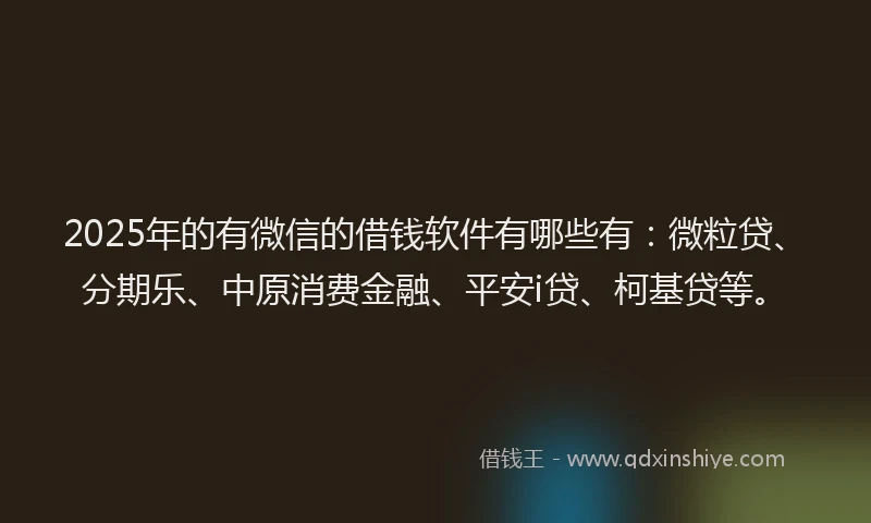 2025年的有微信的借钱软件有哪些有：微粒贷、分期乐、中原消费金融、平安i贷、柯基贷等。
