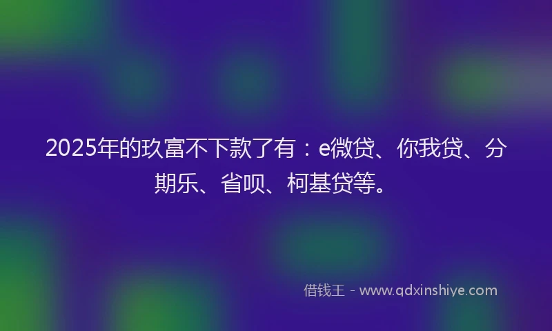 2025年的玖富不下款了有：e微贷、你我贷、分期乐、省呗、柯基贷等。